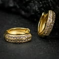 thumbnail image 1 of Divine Creation 1.35 Ct Round Cut Diamond 2 Row Clip On Mens Hoop Earrings 14K Yellow Gold Plated 925 Sterling Silver, 1 of 3