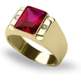 thumbnail image 1 of Divine Creation 1.50 Ct Emerald Cut Red Ruby Wedding Engagement Band Pinky Ring 14K Yellow Gold Plated 925 Sterling Silver For Men's -9.5, 1 of 3