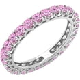 thumbnail image 1 of Divine Creation 1.50 Ct Round Cut Pink Sapphire Wedding Engagement Full Band Ring 14K White Gold Plated 925 Sterling Silver For Women's -5.5, 1 of 3