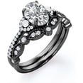 thumbnail image 1 of Divine Creation 1.54 Ct Oval Cut White Diamond Wedding Engagement Bridal Ring Set 14K Black Gold Plated 925 Sterling Silver For Women's -4, 1 of 3