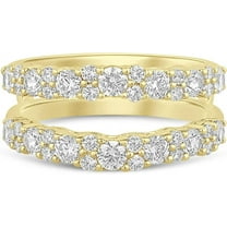 Divine Creation 1.80 Ct Round Cut White Diamond Wedding Engagement Enhancer Guard Wrap Ring 925 Sterling Silver 14K Yellow Gold Plated For Women's - 6.5