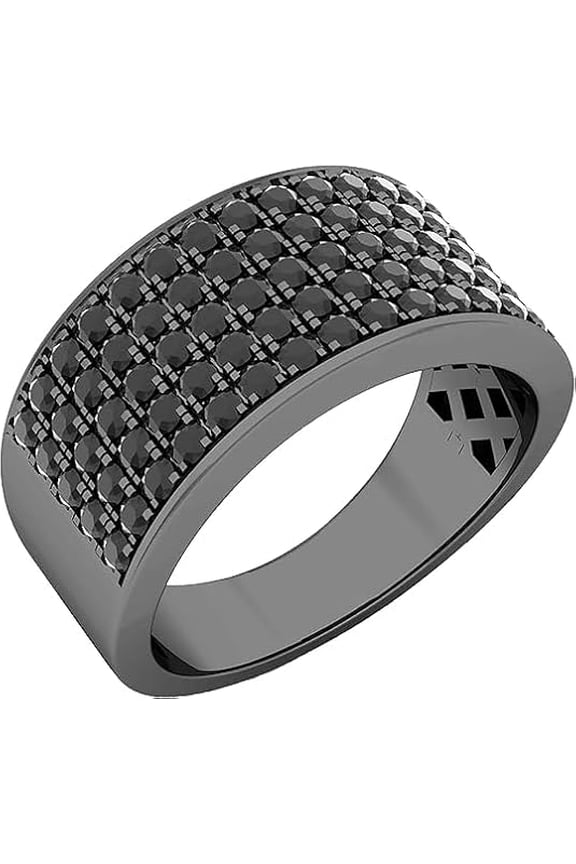 Divine Creation 14K Black Gold Plated 2.10 Ct Round Cut Black Diamond Wedding Engagement Ring 925 Sterling Silver For Mens -4.5