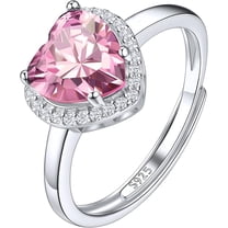 Divine Creation 14K White Gold Plated 2.00 Ct Heart Cut Pink Sapphire Wedding Engagement Halo Ring 925 Sterling Silver For Women's -4.5