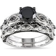 thumbnail image 1 of Divine Creation 14K White Gold Plated 2.00 Ct Round Cut Black Diamond Engagement Wedding Bridal Ring Set 925 Sterling Silver For Women's -6.5, 1 of 3