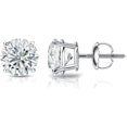 thumbnail image 1 of Divine Creation 14K White Gold Plated 925 Sterling Silve 4 Prongs Round Cut Diamond Studs Earrings, 1 of 2