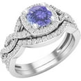thumbnail image 1 of Divine Creation 14K White Gold Plated 925 Sterling Silver 2.50 Ct Round Cut Blue Tanzanite Engagement Wedding Christmas Thanksgiving Bridal Ring Set For Women's -6, 1 of 3