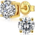 thumbnail image 1 of Divine Creation 14K Yellow Gold Plated 925 Sterling Silver 2 Ct Round Cut Diamond Studs Earrings, 1 of 1