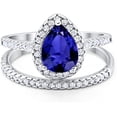 thumbnail image 1 of Divine Creation 2.00 Ct Pear Cut Blue Sapphire Wedding Engagement Bridal Ring Set 14K White Gold Plated 925 Sterling Silver For Women's -5.5, 1 of 3