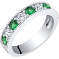 thumbnail image 1 of Divine Creation 2.00 Ct Round Cut Emerald & Diamond Engagement Wedding Thanksgiving Christmas Half Band Ring 14K White Gold Plated 925 Sterling Silver For Women's -7, 1 of 3