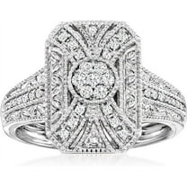 Divine Creation 2.00 Ct Round Cut White Diamond Cluster Wedding Engagement Ring 14K White Gold Plated 925 Sterling Silver For Women's -8.5