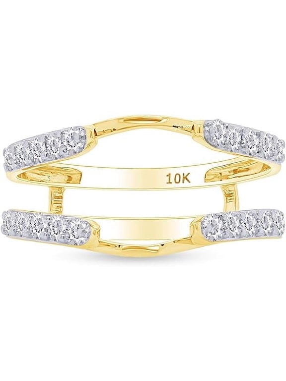 Divine Creation 2.00 Ct Round Cut White Diamond Enhancer Guard Wrap Ring 925 Sterling Silver For Women's 14K Yellow Gold Plated -5