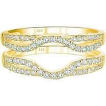 Divine Creation 2.00 Ct Round Cut White Diamond Wedding Engagement Enhancer Guard Wrap Ring 14K Yellow Gold Finish 925 Sterling Silver For Women's -7.5