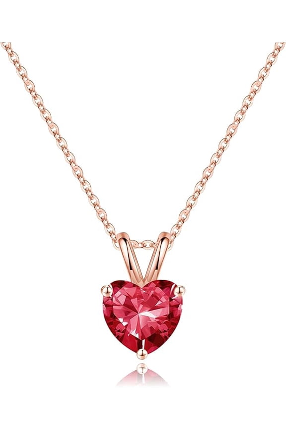 Divine Creation 2.20 Ct Heart Cut Red Ruby Womens Pendant 14K Rose Gold Plated 925 Sterling Silver
