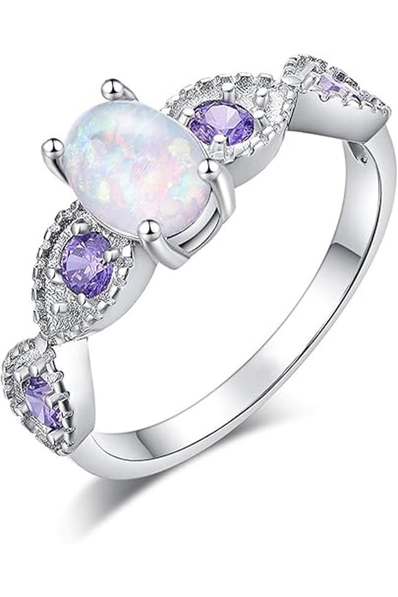 Divine Creation 2.20 Ct Oval CUt Fire Opal Womens Wedding Enagaement Ring 14K White Gold Plated 925 Sterling Silver For Women's -9