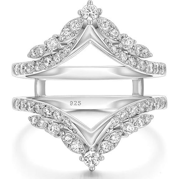 Divine Creation 2.20 Ct Round Cut Diamond Wedding Engagement Enhancer Guard Wrap Ring 925 Sterling Silver 14K White Gold Plated For Women's -5.5