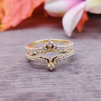 Divine Creation 2.20 Ct Round Cut Diamond Wedding Engagement Enhancer Guard Wrap Ring 925 Sterling Silver 14K Yellow Gold Plated For Women's -10