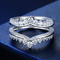 Divine Creation 2.20 Ct Round Cut Diamond Wedding Engagement Enhancer Guard Wrap Ring 925 Sterling Silver For Women's 14K White Gold Plated -9.5