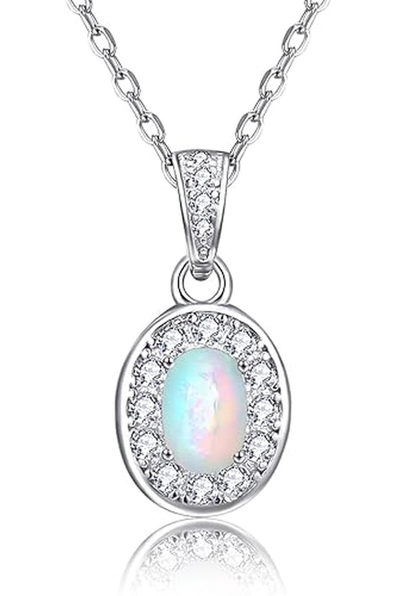 Divine Creation 2.20 Ctw Oval Cut Fire Opal Pendant For Womens 14K White Gold Finish 925 Sterling Silver