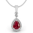 thumbnail image 1 of Divine Creation 2.20 Ctw Pear Cut Red Ruby Pendant For Womens 14K White Gold Finish 925 Sterling Silver, 1 of 3