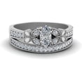 thumbnail image 1 of Divine Creation 2.30 Ct Marquise Cut White Diamond Wedding Engagement Thanksgiving Christmas Bridal Ring Set 14K White Gold Plated 925 Sterling Silver For Women's -9, 1 of 3