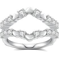 Divine Creation 2.35 Ct Round Cut Diamond Wedding Engagement Enhancer Guard Wrap Ring 925 Sterling Silver 14K White Gold Plated For Women's -5