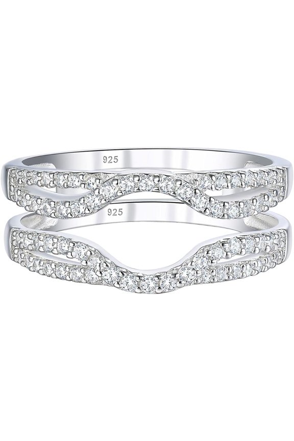 Divine Creation 2.50 Ct Round Cut Diamond Infinity Wedding Engagement Enhancer Guard Wrap Ring 925 Sterling Silver 14K White Gold Plated For Women's -5