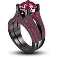 thumbnail image 1 of Divine Creation 2.50 Ct Round Cut Red Ruby Wedding Engagement Thanksgiving Christmas Bridal Ring Set 14K Black Gold Plated 925 Sterling Silver For Women's -8.5, 1 of 1