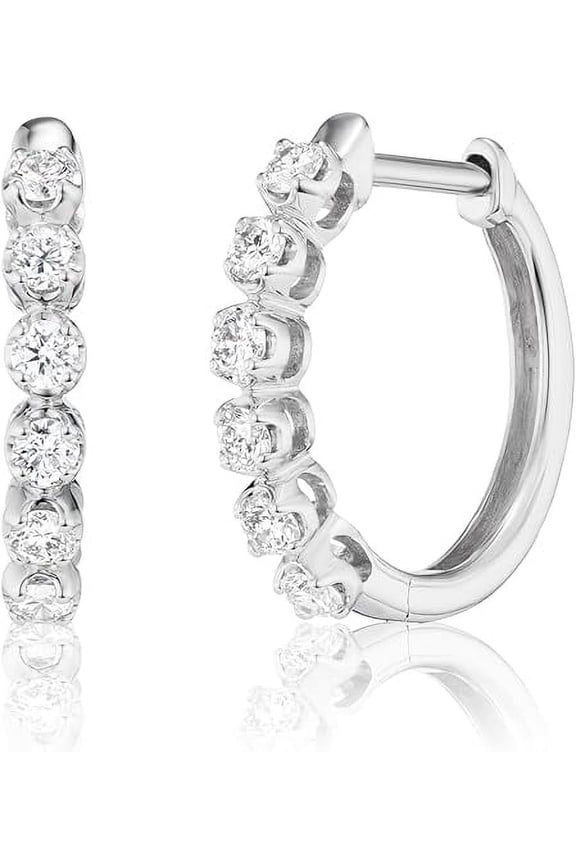 Divine Creation 2 Ct Round Cut Simulated Diamond Hoop Earrings For Women's 14K White Gold Plated 925 Sterling Silver