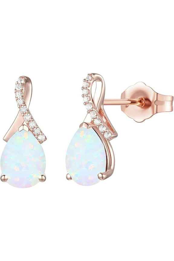 Divine Creation 2Ct Pear Cut Fire Opal Stunning Drop & Dangle Earrings 14K Rose Gold Finish 925 Sterling Silver