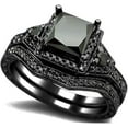 thumbnail image 1 of Divine Creation 3.00 Ct Princess Cut Black Diamond Wedding Engagement Thanksgiving Christmas Bridal Ring Set 14K Black Gold Plated 925 Sterling Silver For Women's -8, 1 of 3