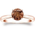 thumbnail image 1 of Divine Creation 925 Sterling Silver 1.00 Ct Round Cut Brown Diamond Engagement Wedding Solitaire Ring 14K Rose Gold Plated For Women's -9.5, 1 of 3