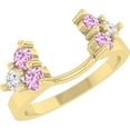 thumbnail image 1 of Divine Creation 925 Sterling Silver 1.40 Ct Round Cut Pink Sapphire Wedding Engagement Enhancer Guard Wrap Ring 14K Yellow Gold Plated For Women's -7.5, 1 of 2