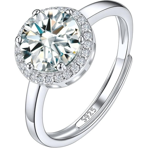 Divine Creation 925 Sterling Silver 1.80 Ct Round Cut White Diamond Wedding Engagement Halo Ring 14K White Gold Plated For Women's -4