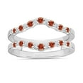thumbnail image 1 of Divine Creation 925 Sterling Silver 14K White Gold Plated 1.80 Ct Round Cut Red Ruby & Diamond Wedding Engagement Enhancer Guard Wrap Ring For Women's -8, 1 of 3