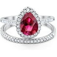 thumbnail image 1 of Divine Creation 925 Sterling Silver 2.00 Ct Pear Cut Red Ruby Wedding Engagement Bridal Ring Set 14K White Gold Plated For Women's -6.5, 1 of 3