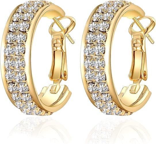 Divine Creation 925 Sterling Silver 2.00 Ct Round Cut Diamond Omega Back Hoop Earring's 14K Yellow Gold Plated For Women's
