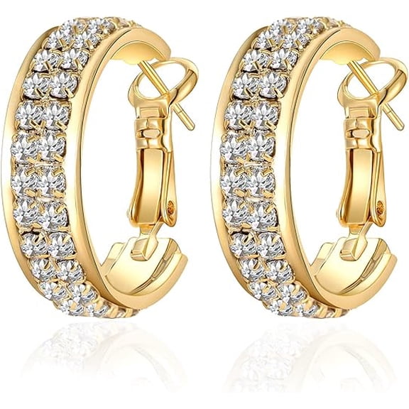 Divine Creation 925 Sterling Silver 2.00 Ct Round Cut Diamond Omega Back Hoop Earring's 14K Yellow Gold Plated For Women's