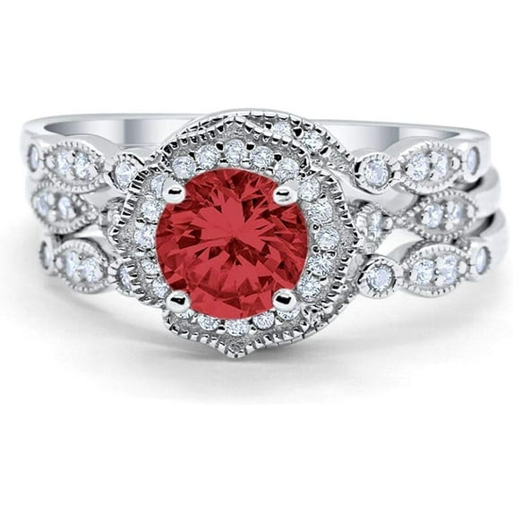 Divine Creation 925 Sterling Silver 2.45 Ct Round Cut Red Garnet ...