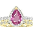 thumbnail image 1 of Divine Creation 925 Sterling Silver 2.50 Ct Pear Cut Pink Sapphire Christmas Thanksgiving Wedding Bridal Ring Set 14K Yellow Gold Plated For Women's -8, 1 of 3