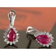 thumbnail image 1 of Divine Creation 925 Sterling Silver 2 Ct Pear Cut Pink Ruby Lever Back Womens Drop Earrings 14K White Gold Plated For Women's, 1 of 3