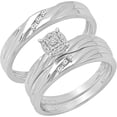 thumbnail image 1 of Divine Creation Unisex 14K White Gold Plated 1.30 Ct Round Cut White Diamond Wedding Engagement Trio Ring Set 925 Sterling Silver For Men's & Women's -8, 1 of 2