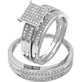 thumbnail image 1 of Divine Creation Unisex 14K White Gold Plated 2.15 Ct Round Cut White Diamond Wedding Engagement Trio Ring Set 925 Sterling Silver For Men's & Women's -9, 1 of 3