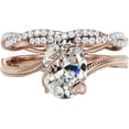 thumbnail image 1 of Divine Creation Women's 2.15 Ct Oval Cut White Diamond Christmas Thanksgiving Engagement Bridal Ring Set 14K Rose Gold Plated 925 Sterling Silver -6, 1 of 3