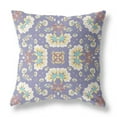 thumbnail image 1 of Divine Flowers Indoor/Outdoor Fabric Pillow with Zip in Purple Off White 16x16, 1 of 5