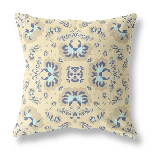 Divine Flowers Indoor/Outdoor Pillow in Yellow 16x16