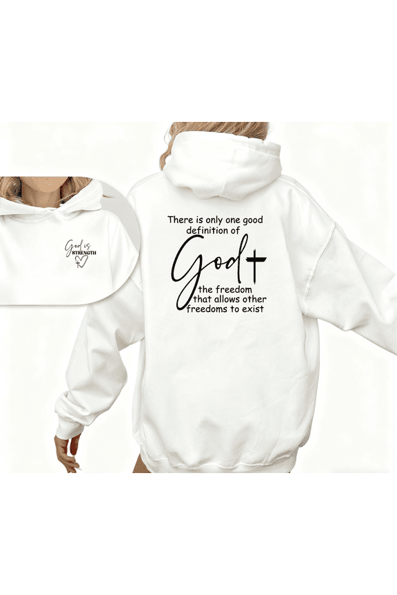 Divine Freedom Themed Print hoodie Graphic Sweatshirt White S-2XL Soft Texture Faith Based Daily Attire God Definition Motif Hooded Tops