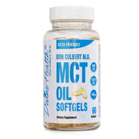 Dr. Colbert MD All Natural MCT Oil Softgels | by Divine Health | 1000mg from Organic Coconuts | 60 Softgels | Recommended in Keto Zone Diet Book | Ketogenic Approved