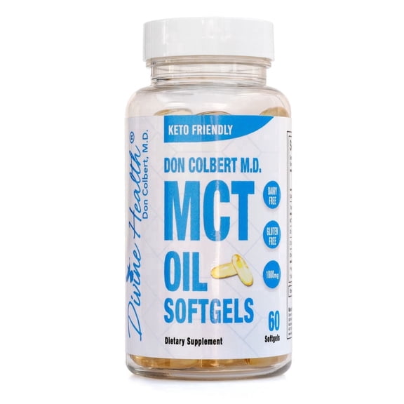 Dr. Colbert, MD MCT Oil Softgels | by Keto Zone & Divine Health | 1000mg from Organic Coconuts | 60 Softgels