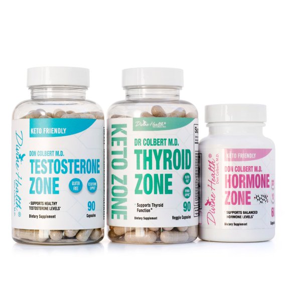 Dr. Colbert MD Hormone Zone Maintenance Pack | by Divine Health | Hormone Zone | Thyroid Zone | Testosterone Zone