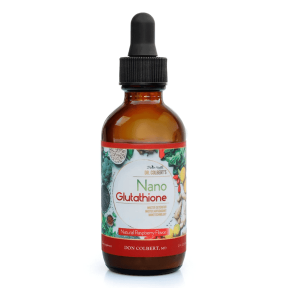 Dr. Colbert, MD Nano Reduced L-Glutathione Drops | Raspberry Flavor | by Divine Health | Nanonization | Superior Absorption | Includes Vitamin C | Sugar Free | 60 Day Supply | 60ml